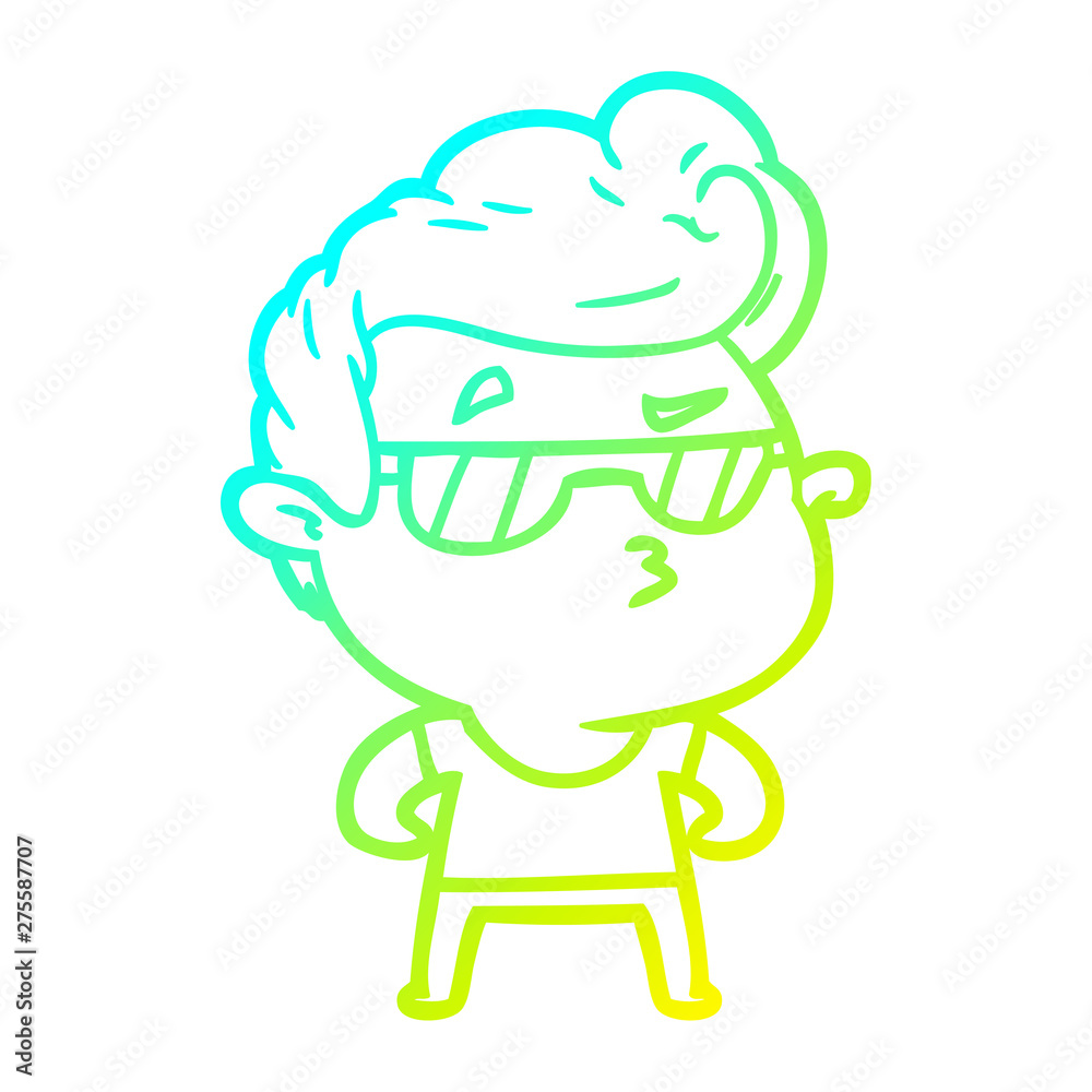 cold gradient line drawing cartoon cool guy