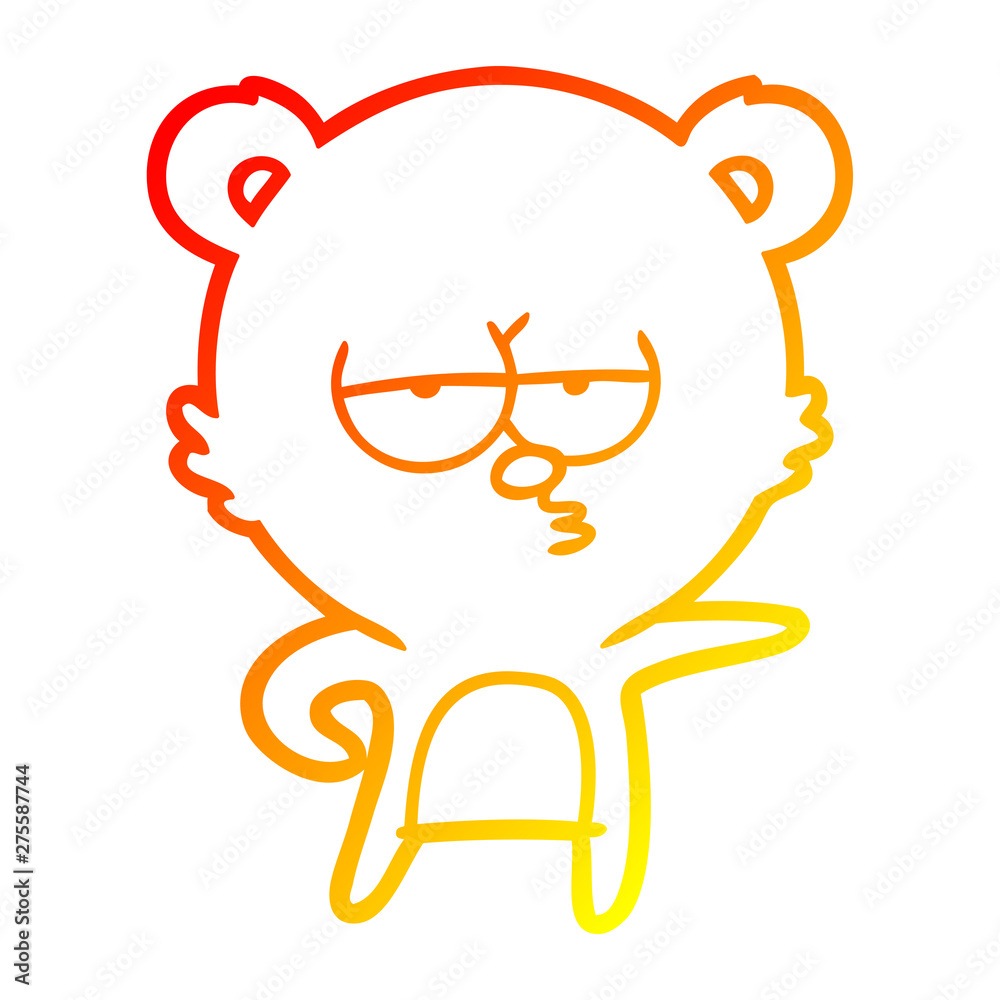 warm gradient line drawing bored bear cartoon warm gradient line drawing bored bear cartoon