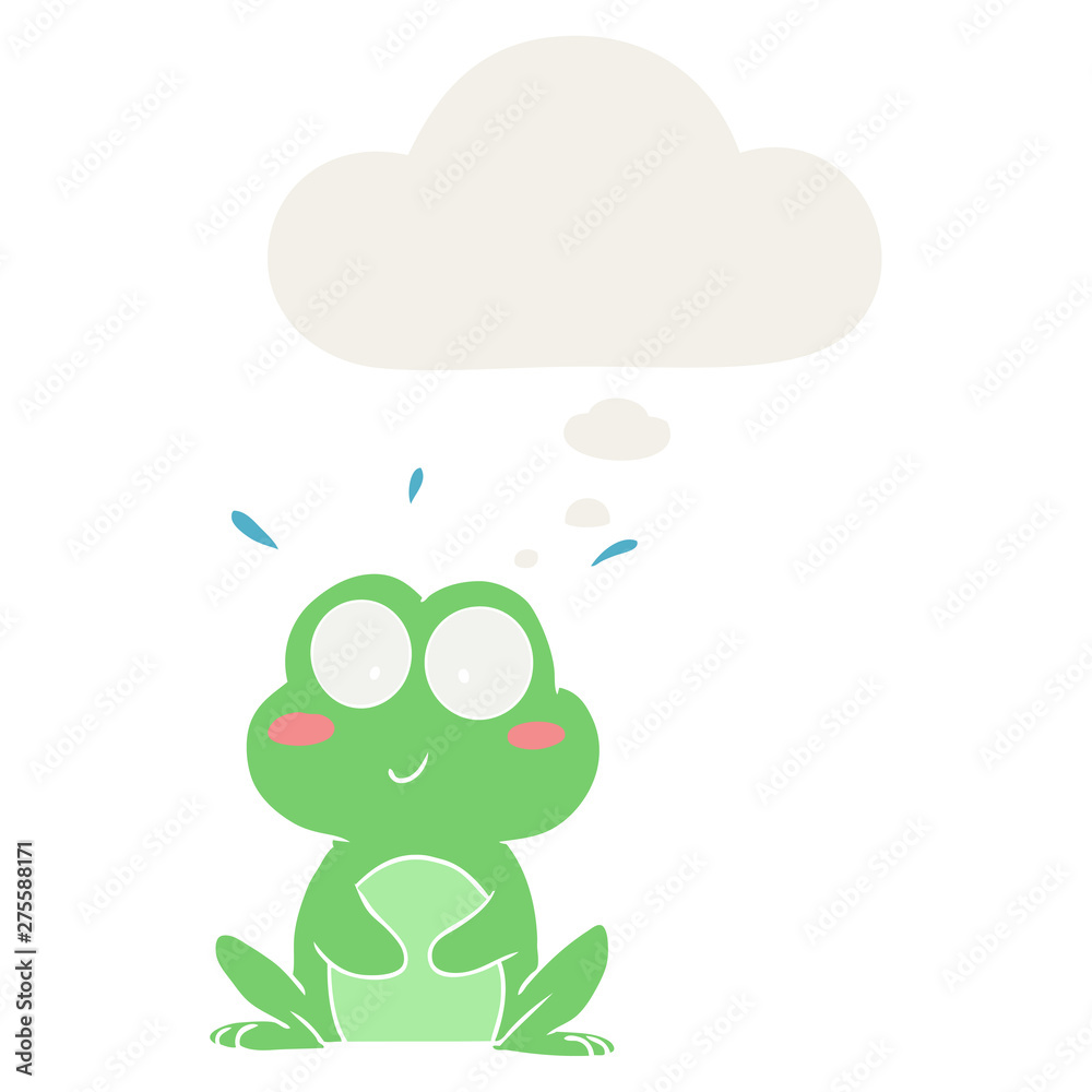 cute cartoon frog and thought bubble in retro style cute cartoon frog and thought bubble in retro style