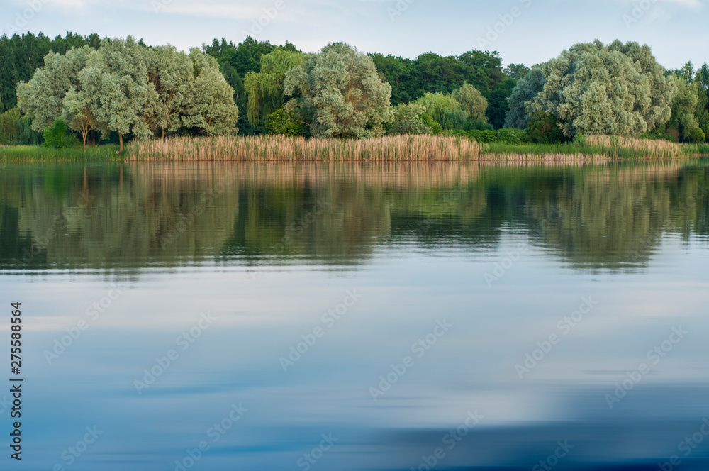 Fototapeta premium Lake in the park of the city of Nesvizh, Belarus.