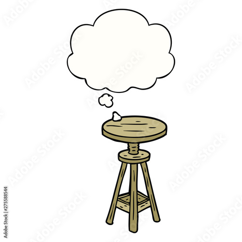 cartoon artist stool and thought bubble