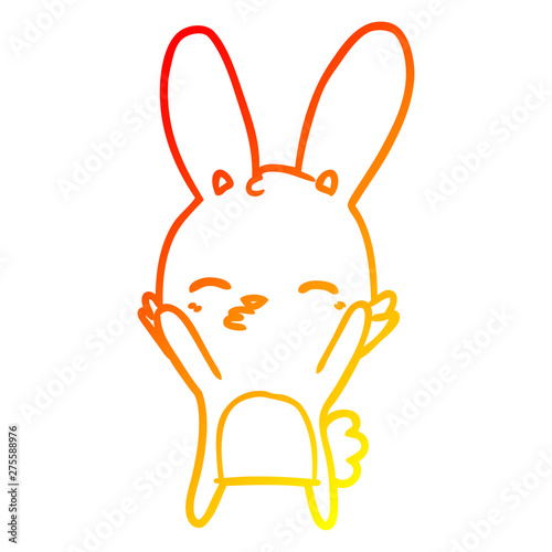warm gradient line drawing curious bunny cartoon