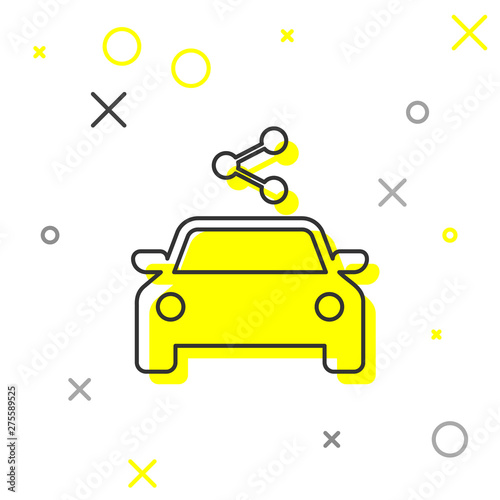 Grey Car sharing line icon isolated on white background. Carsharing sign. Transport renting service concept. Vector Illustration