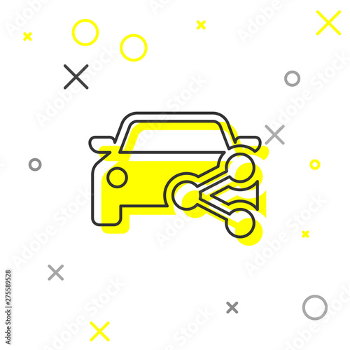 Grey Car sharing line icon isolated on white background. Carsharing sign. Transport renting service concept. Vector Illustration