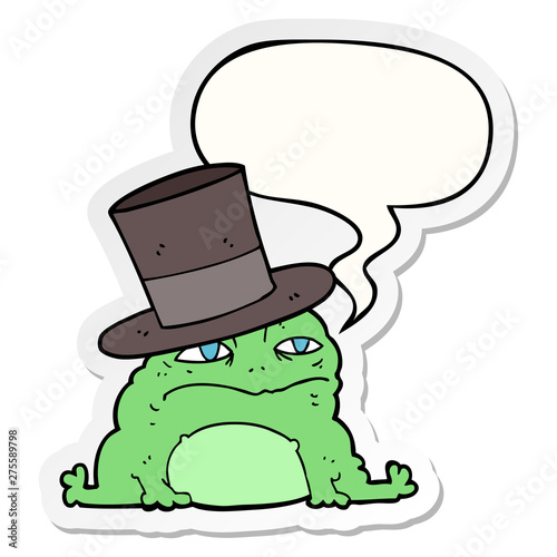 cartoon rich toad and speech bubble sticker