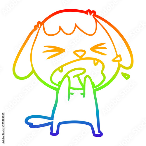 rainbow gradient line drawing cute cartoon dog barking