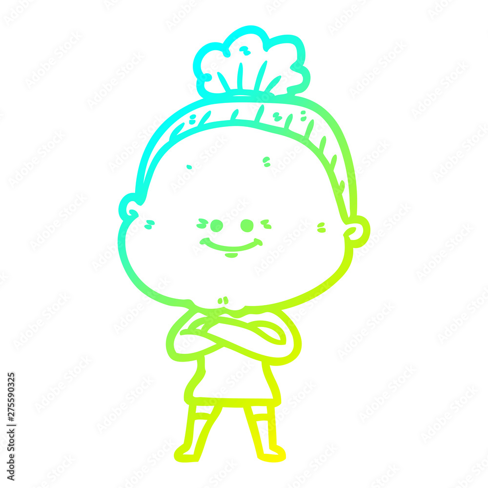 cold gradient line drawing cartoon happy old woman cold gradient line drawing cartoon happy old woman