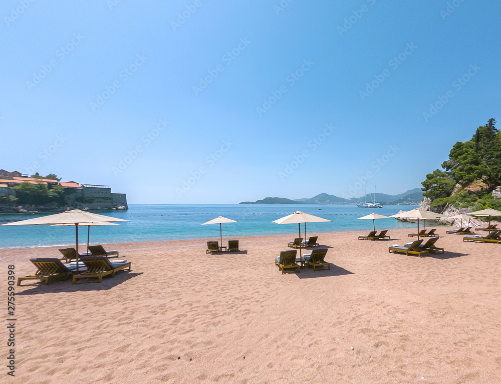 Fototapeta premium Sveti Stefan island in a beautiful summer day, Montenegro