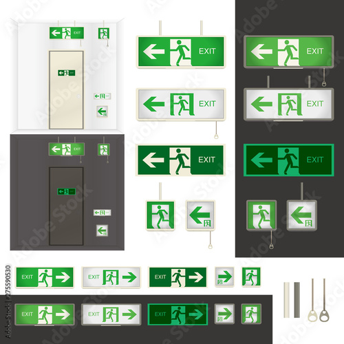 避難口・通路誘導灯（蛍光灯・蓄光タイプ）セット