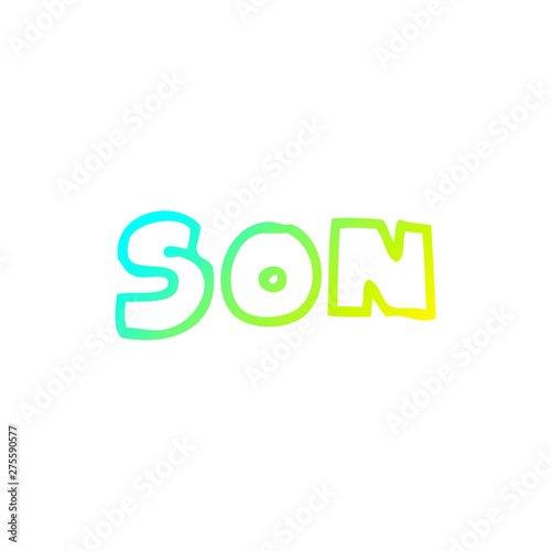 cold gradient line drawing cartoon word son