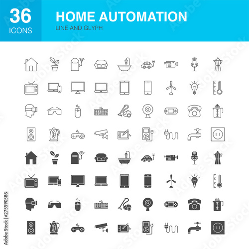 Home Automation Line Web Glyph Icons