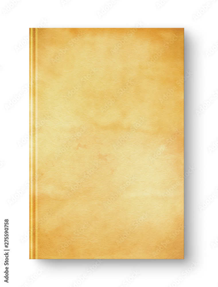 Closed old blank book isolated on white