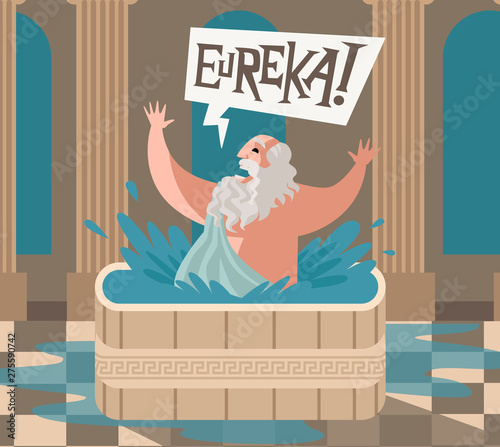 archimedes of syracusa ancient genius mathematician inventor saying eureka in the bath photo