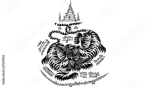 tiger in Thai tradition style,Thai tattoo, vector