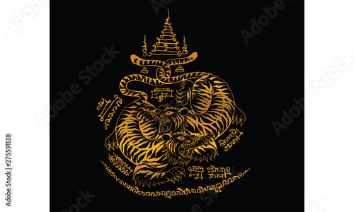 tiger in Thai tradition style,Thai tattoo, vector