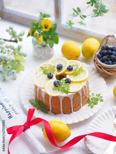 レモンシフォンケーキでティータイム Stock Photo Adobe Stock