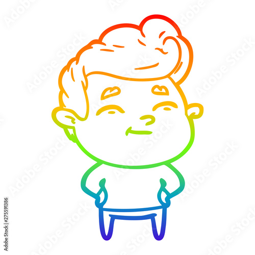 rainbow gradient line drawing happy cartoon man