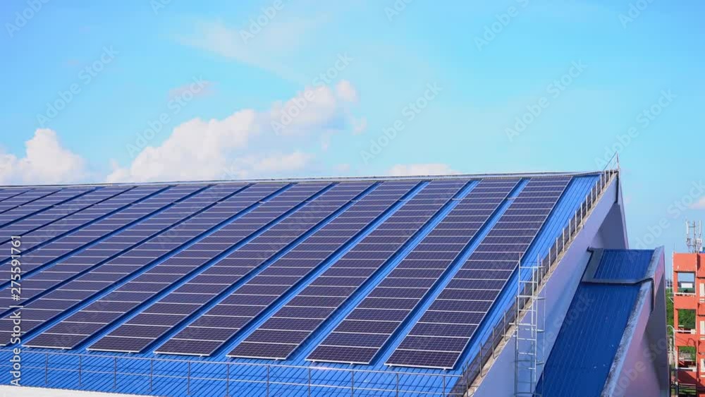 Solar cell panels are mounted on the roof to generate energy. Solar cell panels are mounted on the roof to generate energy.