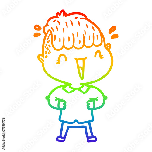 rainbow gradient line drawing cartoon happy boy surprised