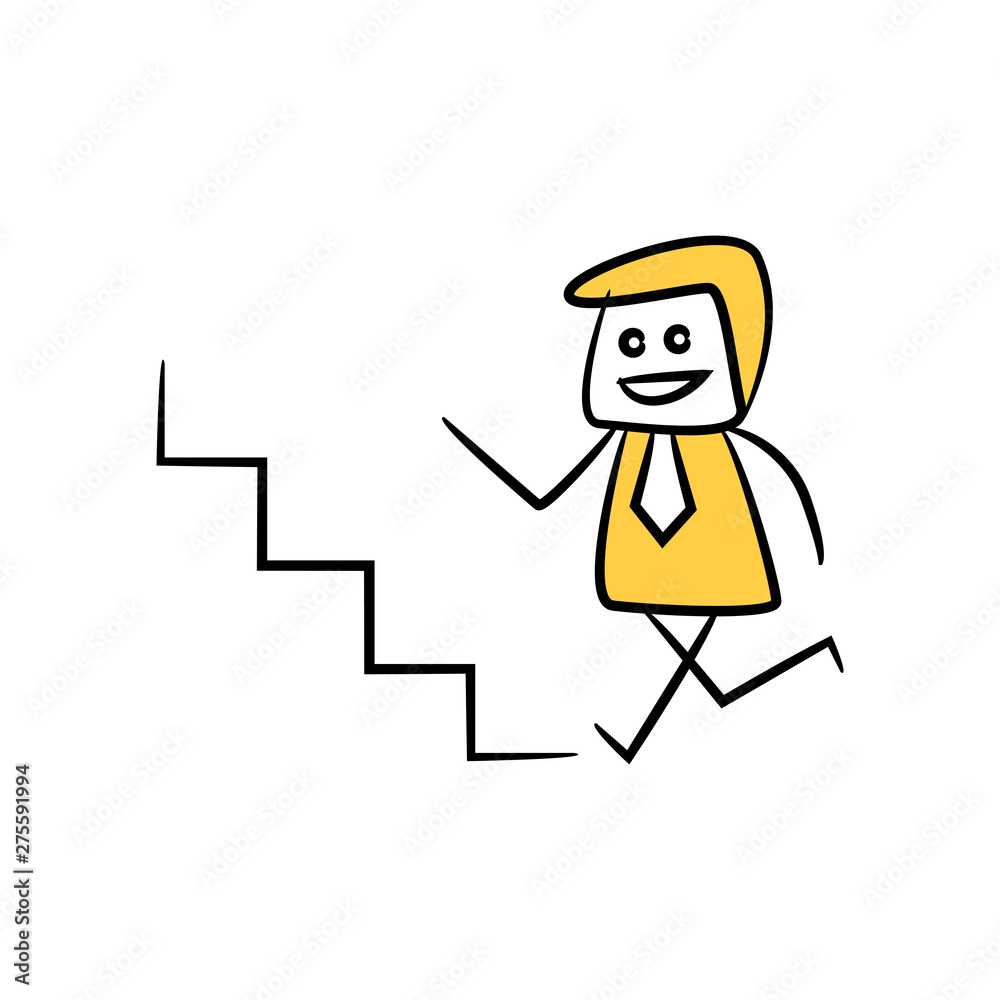 doodle stick figure businessman walking step to the stair doodle stick figure businessman walking step to the stair