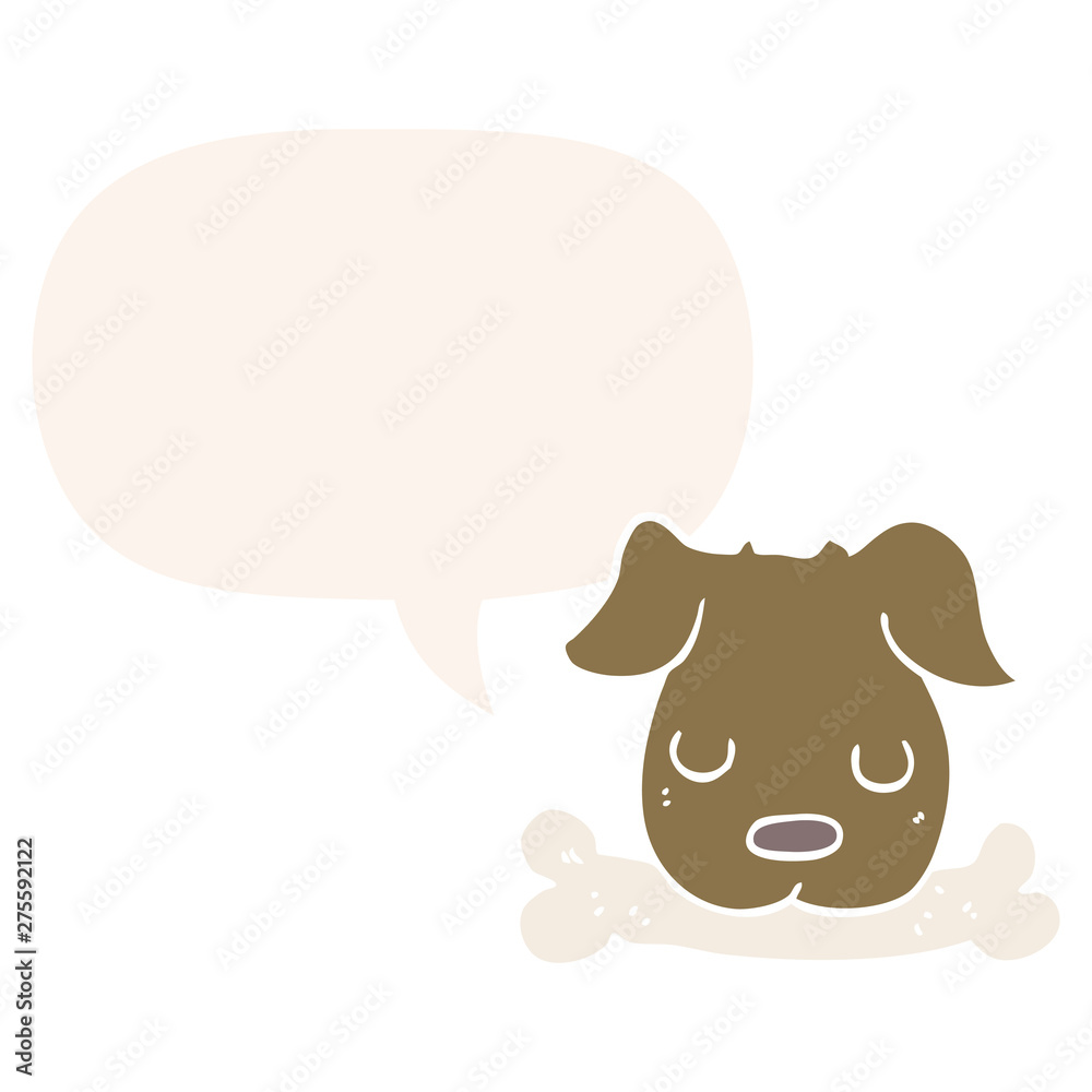 cartoon dog and bone and speech bubble in retro style cartoon dog and bone and speech bubble in retro style