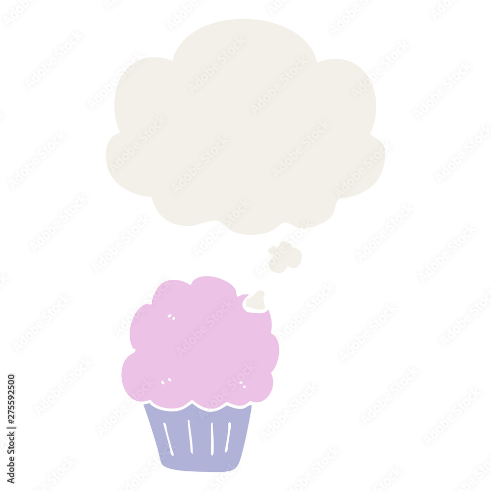 cartoon cupcake and thought bubble in retro style cartoon cupcake and thought bubble in retro style