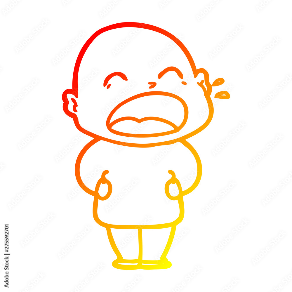 Obraz premium warm gradient line drawing cartoon shouting bald man