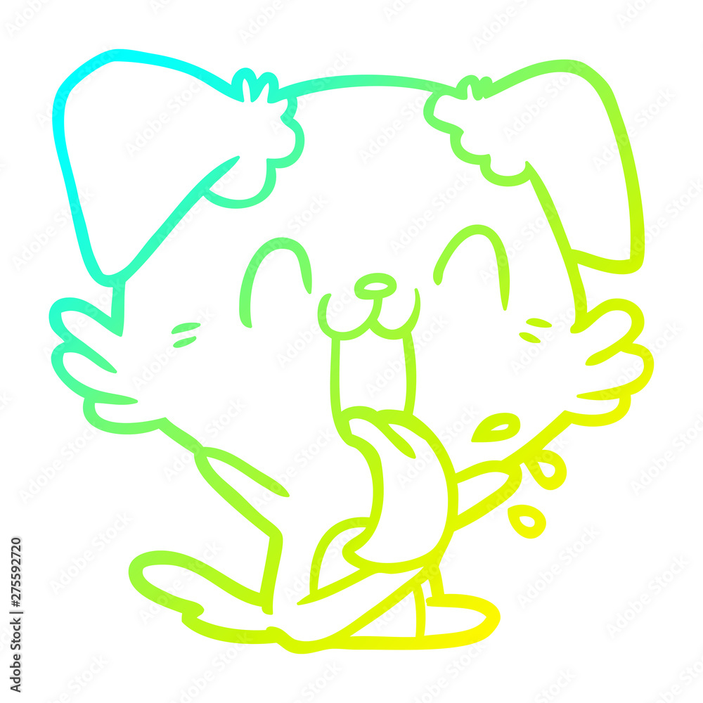cold gradient line drawing cartoon panting dog sitting cold gradient line drawing cartoon panting dog sitting