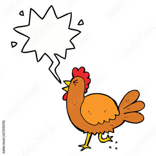 cartoon rooster and speech bubble