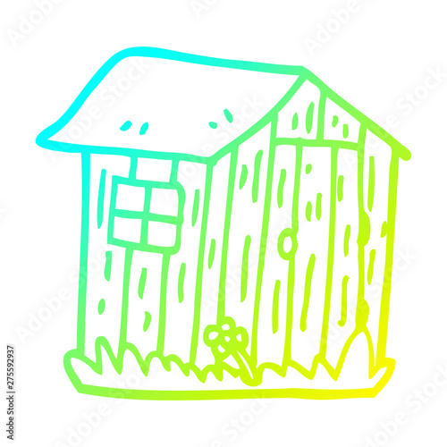 cold gradient line drawing cartoon wood shed