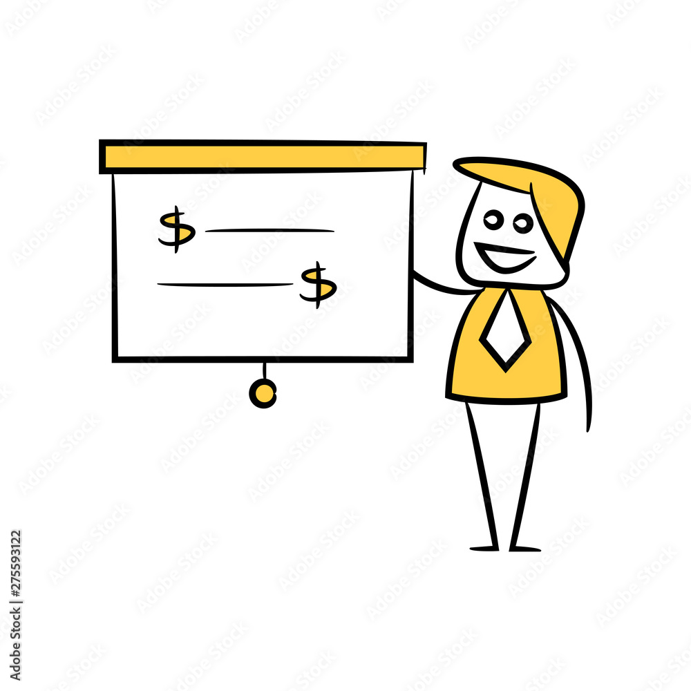 businessman and presentation chart doodle theme businessman and presentation chart doodle theme