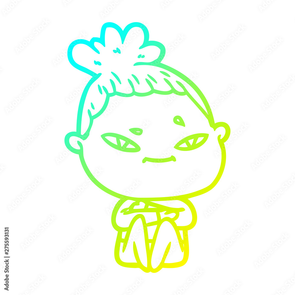 cold gradient line drawing cartoon woman cold gradient line drawing cartoon woman