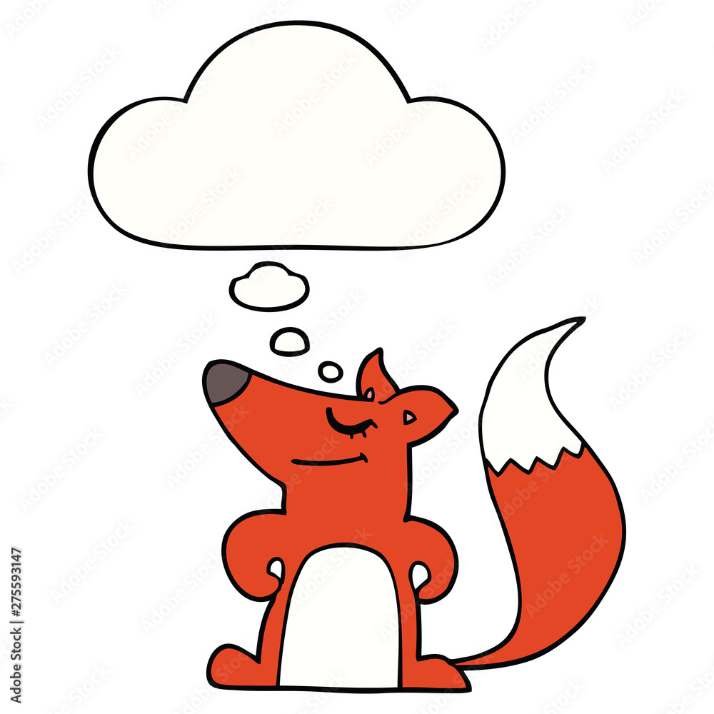 cartoon fox and thought bubble cartoon fox and thought bubble