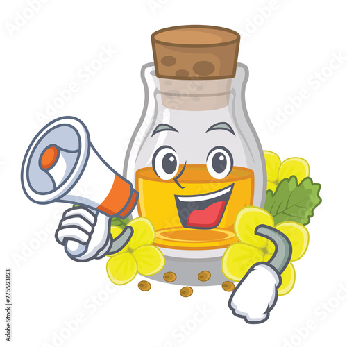 With megaphone mustard oil packaged in carton bottle