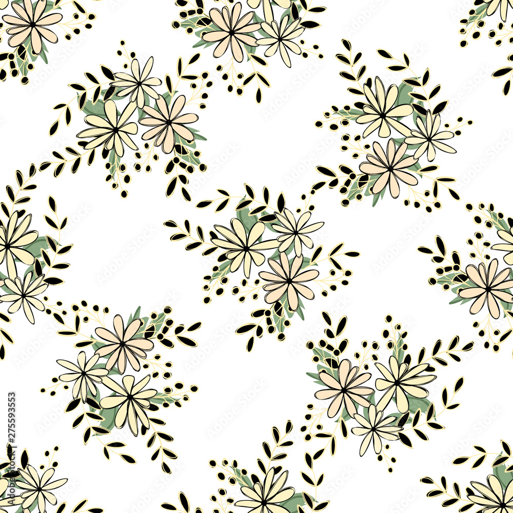 Flower graphic design. Cute seamless vector tile pattern. Retro vintage. line chamomile design. Flower graphic design. Cute seamless vector tile pattern. Retro vintage. line chamomile design.