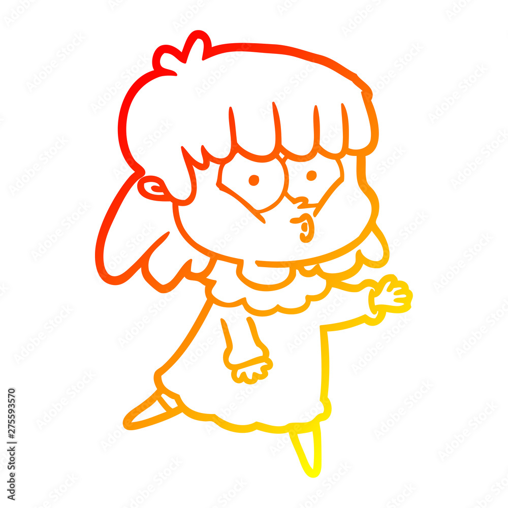 warm gradient line drawing cartoon whistling girl warm gradient line drawing cartoon whistling girl