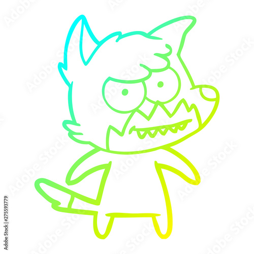 cold gradient line drawing cartoon grinning fox