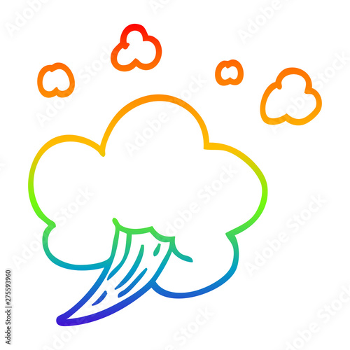 rainbow gradient line drawing cartoon gust of air