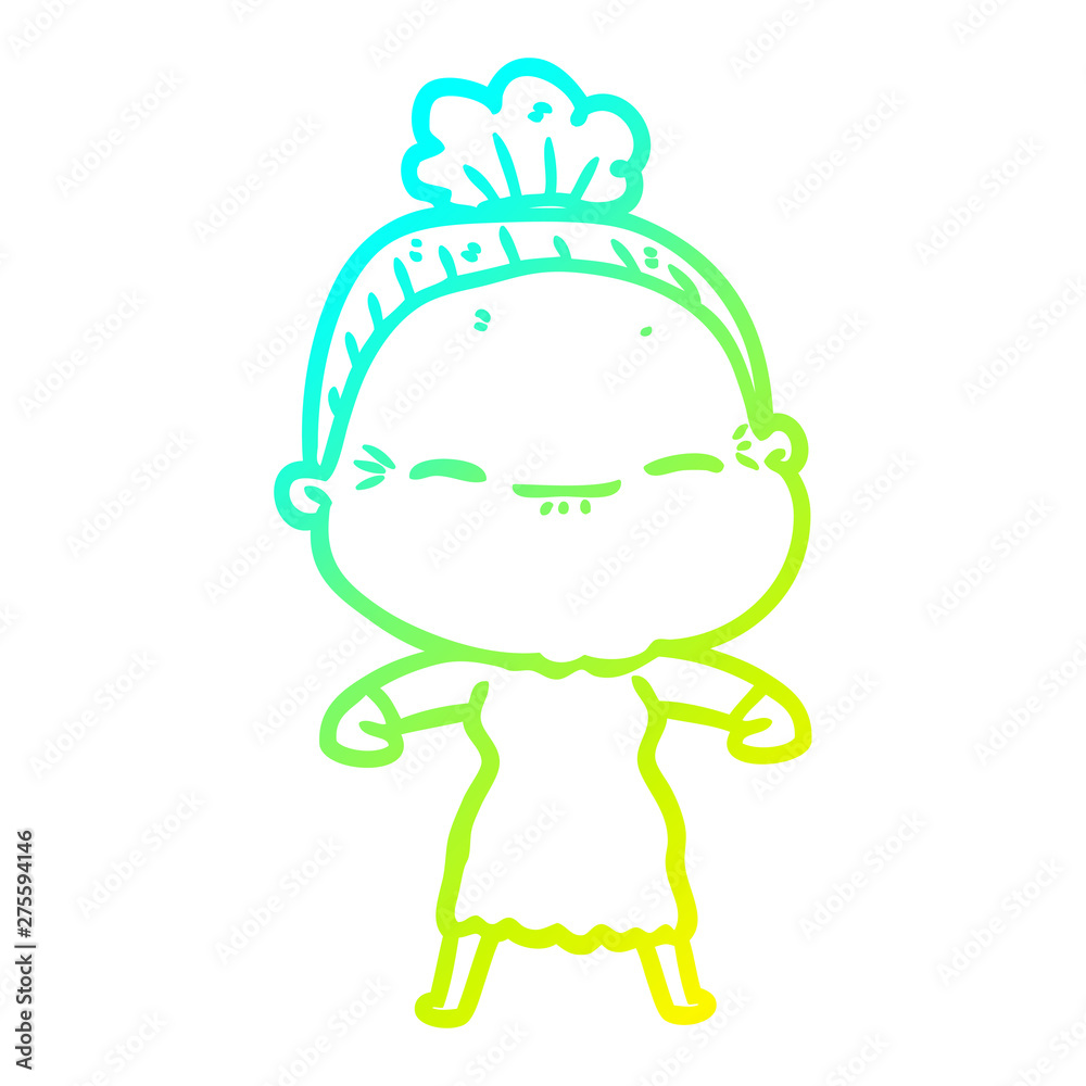 cold gradient line drawing cartoon peaceful old woman cold gradient line drawing cartoon peaceful old woman