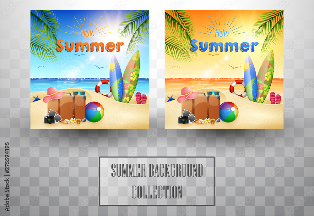 Beautiful summer beach background collections