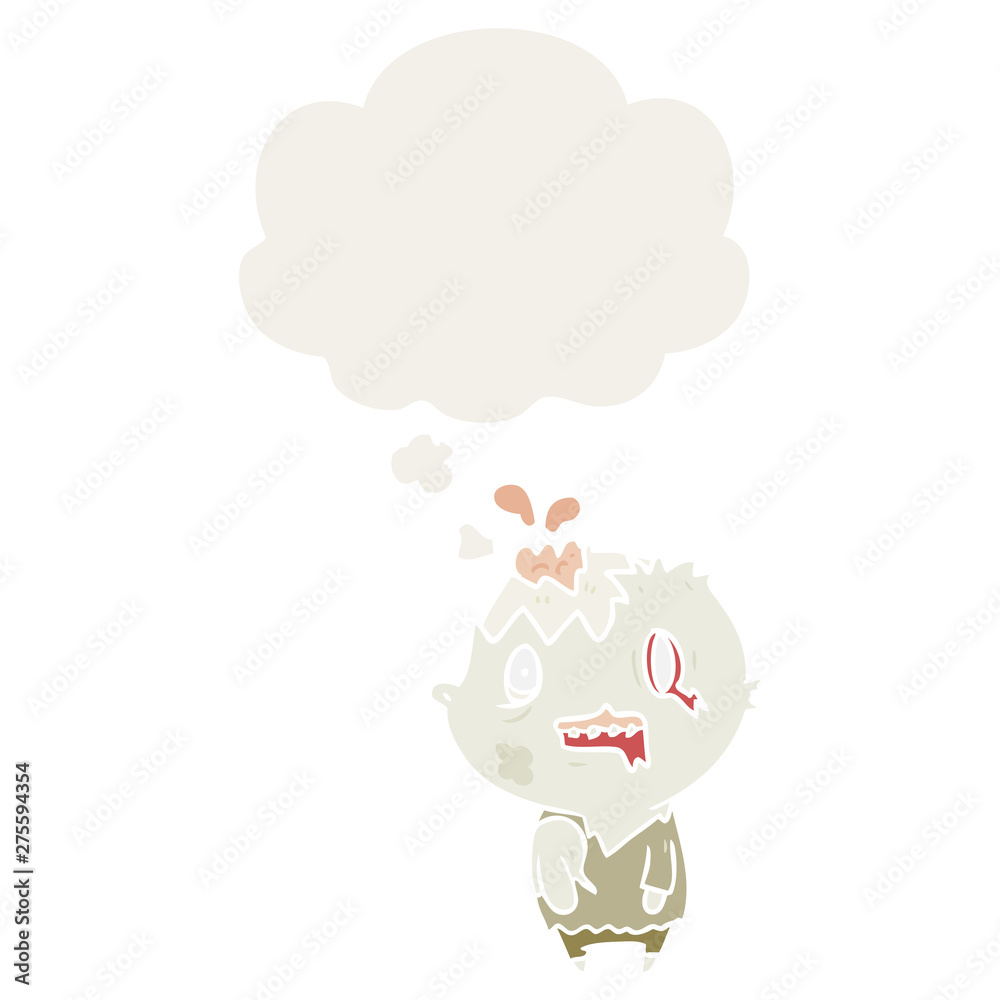 cartoon zombie and thought bubble in retro style cartoon zombie and thought bubble in retro style