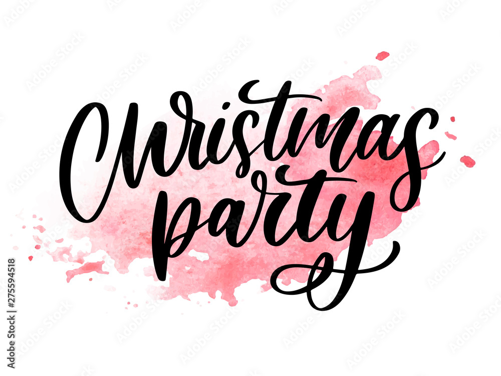 Christmas party poster template. Hand written lettering, sparkling typography slogan