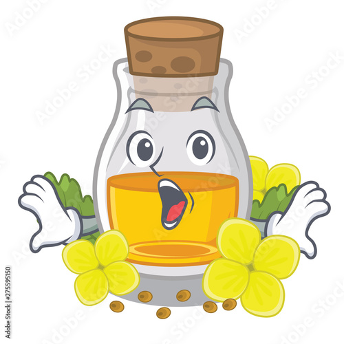 Surprised mustard oil wrapped in mascot box