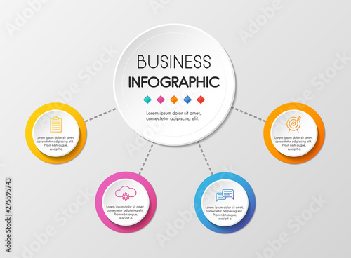 Business circle infographic with 4 steps. Vector