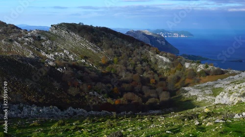 Beech forest in autumn. View from Cerredo mountain, Castro Urdiales, Cantabrian Sea, Cantabria, Spain, Europe photo