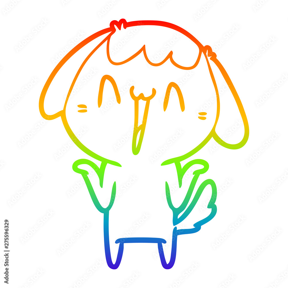 Fototapeta premium rainbow gradient line drawing cute cartoon dog
