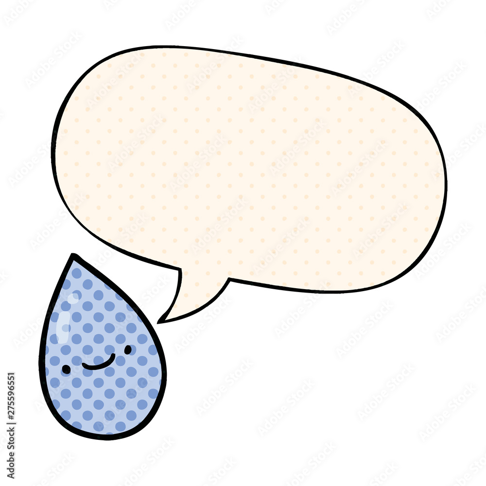 cartoon raindrop and speech bubble in comic book style cartoon raindrop and speech bubble in comic book style