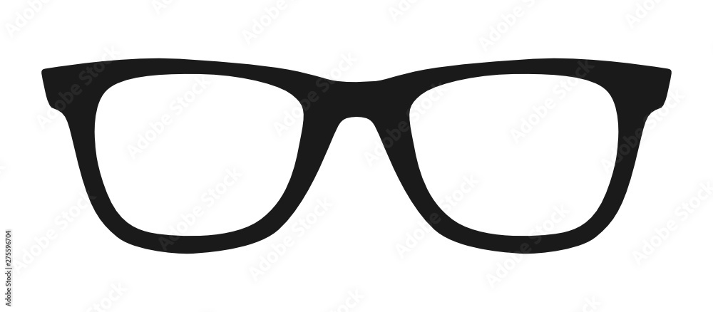 Vector illustration of hipster nerd style black glasses silhouette isolated  on white background Stock Vector | Adobe Stock