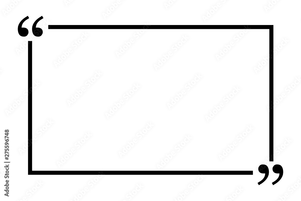 Vector flat style graphic illustration of quote frame with quote marks