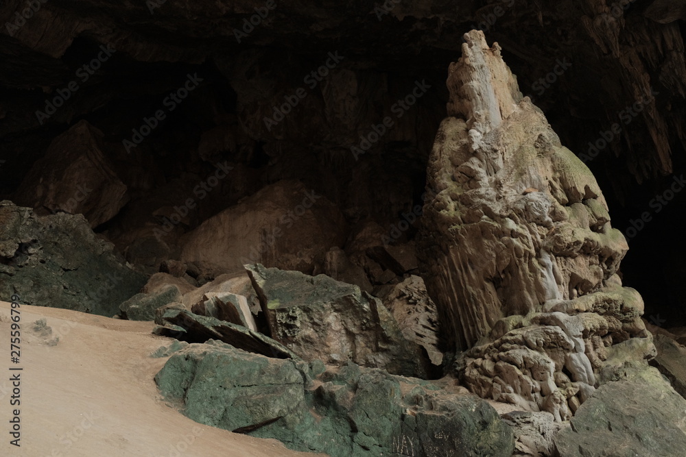 Stalagmite inside the cave. mae usu cave thailand Stalagmite inside the cave. mae usu cave thailand